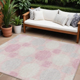 8' X 10' Pink Gray And Ivory Geometric Washable Indoor Outdoor Area Rug