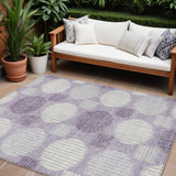 8' X 10' Purple And Ivory Geometric Washable Indoor Outdoor Area Rug