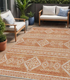5' X 8' Copper And Ivory Southwestern Washable Indoor Outdoor Area Rug