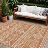 8' X 10' Copper And Ivory Southwestern Washable Indoor Outdoor Area Rug