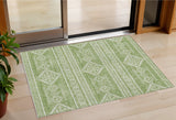3' X 5' Green And Ivory Southwestern Washable Indoor Outdoor Area Rug