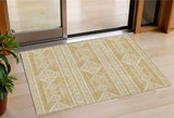 3' X 5' Gold And Ivory Southwestern Washable Indoor Outdoor Area Rug
