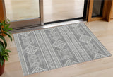 3' X 5' Gray And Ivory Southwestern Washable Indoor Outdoor Area Rug
