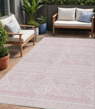 5' X 8' Pink And Ivory Southwestern Washable Indoor Outdoor Area Rug