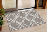 3' X 5' Taupe And Ivory Geometric Washable Indoor Outdoor Area Rug