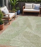 5' X 8' Artichoke Green Brown And Ivory Floral Washable Indoor Outdoor Area Rug