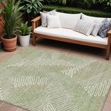 8' X 10' Artichoke Green Brown And Ivory Floral Washable Indoor Outdoor Area Rug