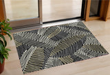 3' X 5' Black Gray And Ivory Floral Washable Indoor Outdoor Area Rug