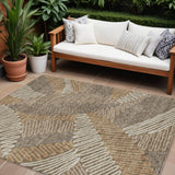 8' X 10' Brown And Ivory Floral Washable Indoor Outdoor Area Rug