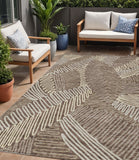 5' X 8' Chocolate And Ivory Floral Washable Indoor Outdoor Area Rug