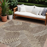 8' X 10' Chocolate And Ivory Floral Washable Indoor Outdoor Area Rug