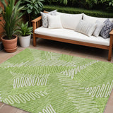 8' X 10' Lime Green And Ivory Floral Washable Indoor Outdoor Area Rug