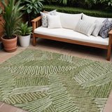 8' X 10' Olive Green Brown And Ivory Floral Washable Indoor Outdoor Area Rug
