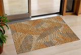 3' X 5' Orange Beige And Gray Floral Washable Indoor Outdoor Area Rug