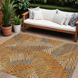 8' X 10' Orange Beige And Gray Floral Washable Indoor Outdoor Area Rug