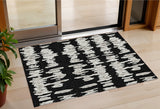 3' X 5' Black Ivory And Gray Striped Washable Indoor Outdoor Area Rug