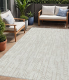 5' X 8' Ivory And Beige Tribal Washable Indoor Outdoor Area Rug