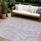 8' X 10' Lavender And Ivory Tribal Washable Indoor Outdoor Area Rug