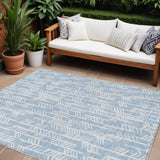 8' X 10' Sky Blue And Ivory Tribal Washable Indoor Outdoor Area Rug