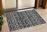 3' X 5' Black And Ivory Southwestern Washable Indoor Outdoor Area Rug