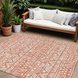 8' X 10' Coral And Ivory Southwestern Washable Indoor Outdoor Area Rug