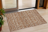 3' X 5' Terra Cotta And Beige Southwestern Washable Indoor Outdoor Area Rug