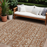 8' X 10' Terra Cotta And Beige Southwestern Washable Indoor Outdoor Area Rug