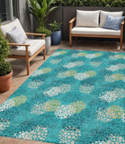 5' X 8' Emerald Gray And Ivory Polka Dot Washable Indoor Outdoor Area Rug