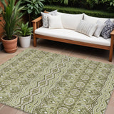 8' X 10' Artichoke Green Gray And Ivory Moroccan Washable Indoor Outdoor Area Rug
