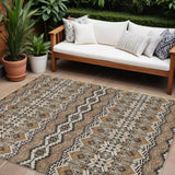8' X 10' Taupe Brown And Ivory Moroccan Washable Indoor Outdoor Area Rug