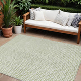 8' X 10' Artichoke Green And Gray Geometric Washable Indoor Outdoor Area Rug