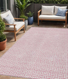 5' X 8' Pink And Silver Geometric Washable Indoor Outdoor Area Rug