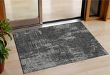 3' X 5' Black And Ivory Geometric Washable Indoor Outdoor Area Rug