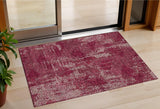 3' X 5' Burgundy And Ivory Geometric Washable Indoor Outdoor Area Rug