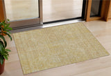3' X 5' Gold And Beige Geometric Washable Indoor Outdoor Area Rug