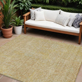 8' X 10' Gold And Beige Geometric Washable Indoor Outdoor Area Rug
