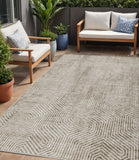 5' X 8' Taupe And Beige Geometric Washable Indoor Outdoor Area Rug
