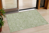 3' X 5' Green And Ivory Floral Washable Indoor Outdoor Area Rug