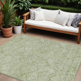 8' X 10' Green And Ivory Floral Washable Indoor Outdoor Area Rug