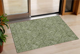 3' X 5' Olive Green And Light Green Floral Washable Indoor Outdoor Area Rug