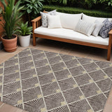 8' X 10' Brown And Beige Geometric Washable Indoor Outdoor Area Rug