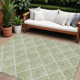 8' X 10' Green Beige And Ivory Geometric Washable Indoor Outdoor Area Rug