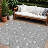 8' X 10' Gray And Ivory Geometric Washable Indoor Outdoor Area Rug