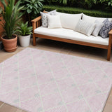 8' X 10' Pink Gray And Ivory Geometric Washable Indoor Outdoor Area Rug