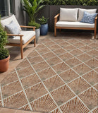 5' X 8' Brown Copper And Beige Geometric Washable Indoor Outdoor Area Rug