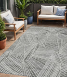 5' X 8' Gray And Ivory Geometric Washable Indoor Outdoor Area Rug
