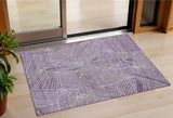 3' X 5' Purple And Ivory Geometric Washable Indoor Outdoor Area Rug