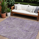 8' X 10' Purple And Ivory Geometric Washable Indoor Outdoor Area Rug