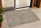 3' X 5' Brown And Beige Abstract Washable Indoor Outdoor Area Rug