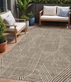 5' X 8' Brown And Beige Abstract Washable Indoor Outdoor Area Rug